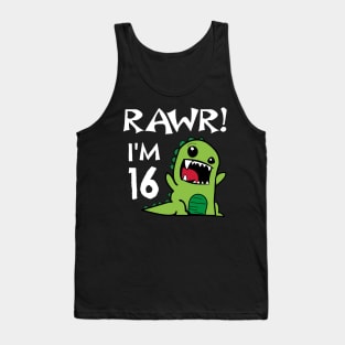 16th Birthday Dinosaur Tank Top